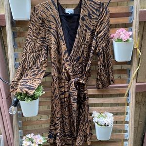 GANNI Animal Print Wrap Dress